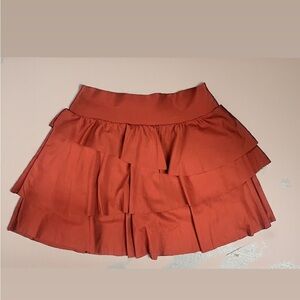HALARA Women's ruffle Skort with inner pockets on each side in Rust brown